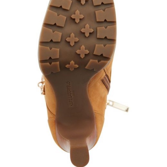 KARL LAGERFELD CUBAN LINK CHAIN DETAIL STILETTO BOOTIES - Picture 5 of 7